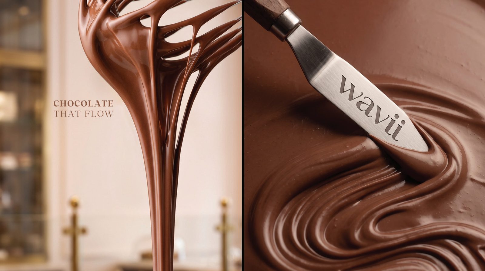 Molten chocolate flowing
